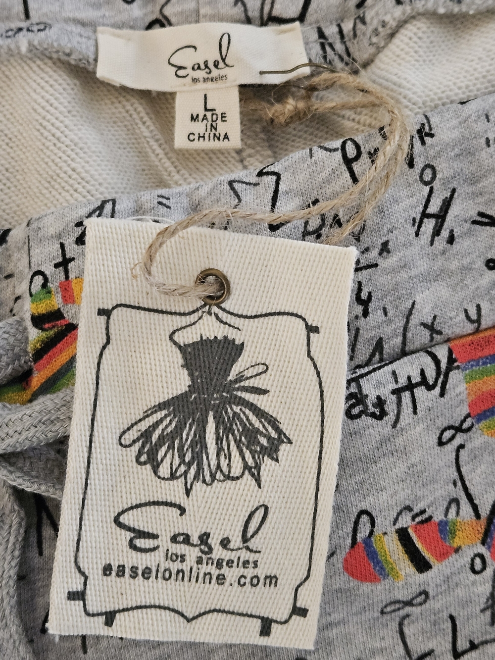 easel Joggers with Colorful Sock Monkey Print Gray Sz L - Picture 7 of 8
